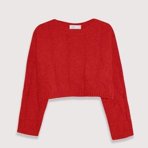 Cropped Sweater with Braided Knit Front